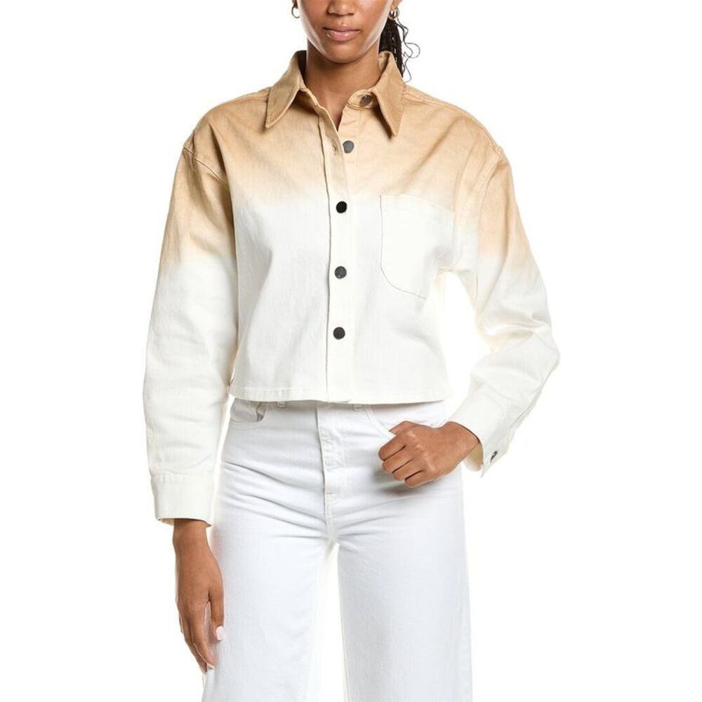 Kenneth Cole Womens  Oversized Cropped Shacket, Brown